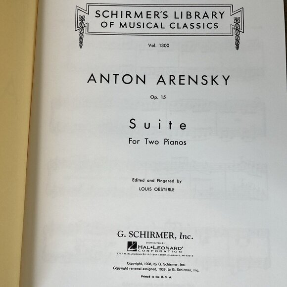 Arensky Suite Op 15 Piano Duet Sheet Music  Schirmer’s Library Vol 1300 - Picture 5 of 5